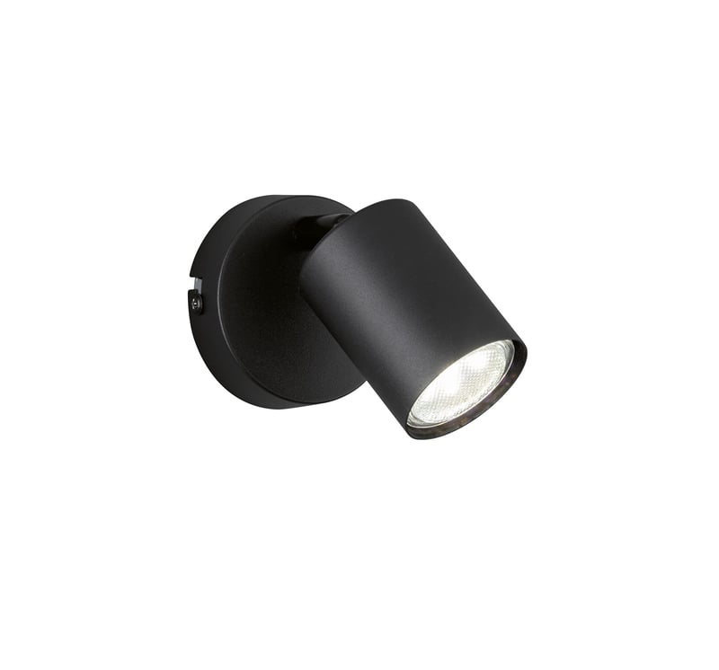 Nástenné LED svietidlo Fischer & Honsel Vano 30368 s vypínačom, pätica GU10, pieskovočierny kov, 8x11 cm, do obývačky, predsiene, spálne