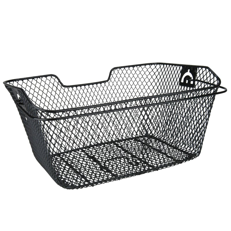 Cyklistický košík na nosič Fischer, hustá sieťovina, čierny, 42x31x18 cm, nosnosť 2 kg