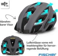Fischer Kerékpáros Sisak Város Közlekedéshez S/M L/XL Világító Rendszerrel - L/XL, 58 - 61 cm, Grey, Bicycle helmet 5
