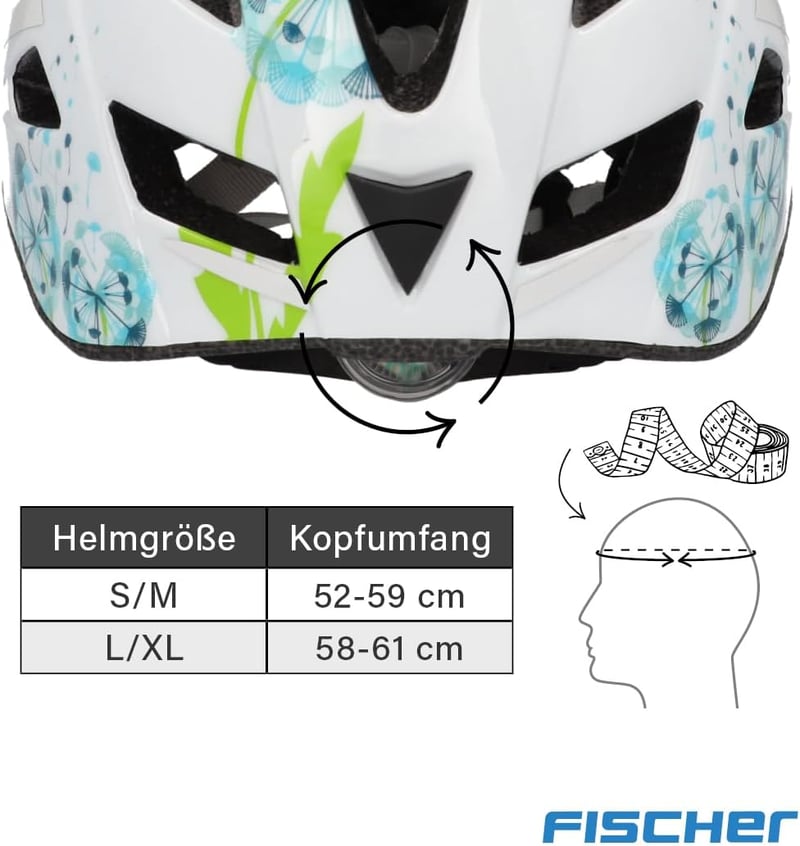 Fischer Kerékpáros Sisak Város Közlekedéshez S/M L/XL Világító Rendszerrel - S/M, white with floral pattern, floral urban