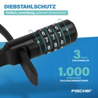 Lacăt cu cablu Fischer cu cifru pentru bicicletă, cască și echipament de schi, negru, lungime 53 cm 3