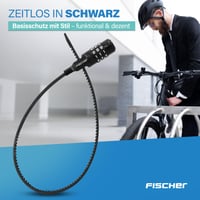 Lacăt cu cablu Fischer cu cifru pentru bicicletă, cască și echipament de schi, negru, lungime 53 cm 7