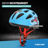 Detská cyklistická prilba Fischer, veľkosť S/M (55-59 cm), modrá, certifikát TÜV, EPS škrupina, komiksový motív 4