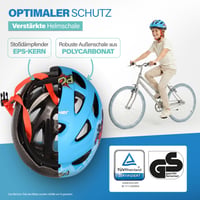 Detská cyklistická prilba Fischer, veľkosť S/M (55-59 cm), modrá, certifikát TÜV, EPS škrupina, komiksový motív 3