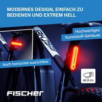 Nabíjateľné zadné cyklistické LED svetlo Fischer s funkciou brzdového svetla, dobíjateľné, vodotesné IPX4, čierne 4