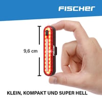 Nabíjateľné zadné cyklistické LED svetlo Fischer s funkciou brzdového svetla, dobíjateľné, vodotesné IPX4, čierne 5