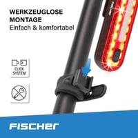 Nabíjateľné zadné cyklistické LED svetlo Fischer s funkciou brzdového svetla, dobíjateľné, vodotesné IPX4, čierne 6