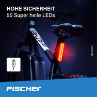 Lampă spate pentru bicicletă Fischer cu LED, reîncărcabilă, rezistentă la apă IPX4, negru 3
