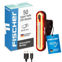 Lampă spate pentru bicicletă Fischer cu LED, reîncărcabilă, rezistentă la apă IPX4, negru 2
