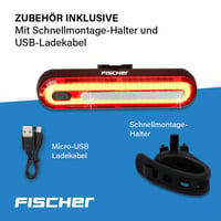 Lampă spate pentru bicicletă Fischer cu LED, reîncărcabilă, rezistentă la apă IPX4, negru 6