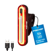Lampă spate pentru bicicletă Fischer cu LED, reîncărcabilă, rezistentă la apă IPX4, negru 1