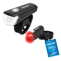Sada LED svetiel na bicykel Fischer – Nabíjateľná, odolná voči striekajúcej vode, čierna, 1 ks 1