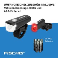 Sada LED svetiel na bicykel Fischer – Nabíjateľná, odolná voči striekajúcej vode, čierna, 1 ks 5