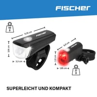 Sada LED svetiel na bicykel Fischer – Nabíjateľná, odolná voči striekajúcej vode, čierna, 1 ks 8
