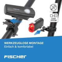 Sada LED svetiel na bicykel Fischer – Nabíjateľná, odolná voči striekajúcej vode, čierna, 1 ks 7