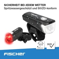 Sada LED svetiel na bicykel Fischer – Nabíjateľná, odolná voči striekajúcej vode, čierna, 1 ks 4