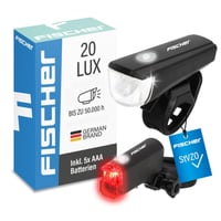 Sada LED svetiel na bicykel Fischer – Nabíjateľná, odolná voči striekajúcej vode, čierna, 1 ks 2