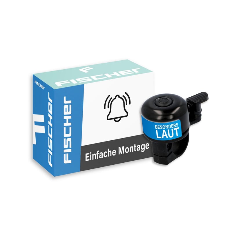 Mini sonerie de bicicletă Fischer – Neagră, cu bază rotativă, compatibilă cu ghidoane standard