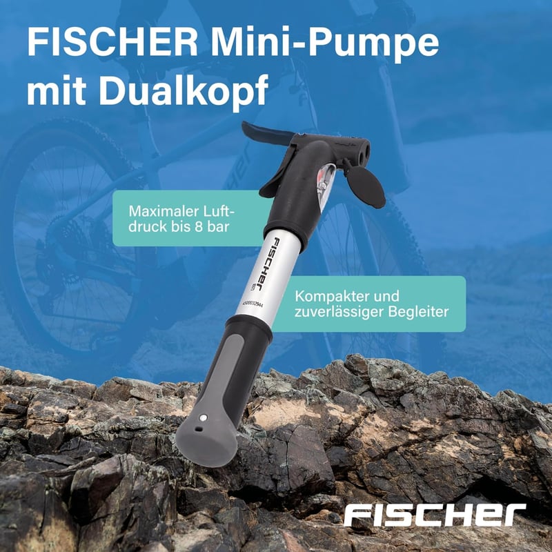 Fischer Mini Pumpa Alumínium Dupla Löketes Ezüst Kerékpár
