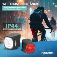 Fischer Square kerékpár lámpa szett 90 lm, USB töltés, IP44, StVZO 6