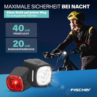 Fischer Square kerékpár lámpa szett 90 lm, USB töltés, IP44, StVZO 2