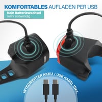 Fischer Square kerékpár lámpa szett 90 lm, USB töltés, IP44, StVZO 5