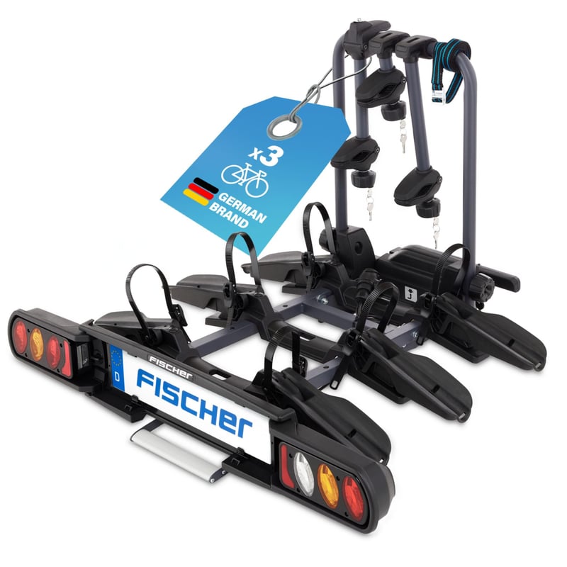 Fischer ProlineEvo 3 nosač bicikla za vučnu kuku - za 3 bicikla, kompatibilan s e-biciklima, nosivost 60 kg