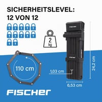 Antifurt pliabil pentru bicicletă Fischer PROTEC PLUS FK110 – oțel călit, 110 cm, cu suport și 3 chei 2
