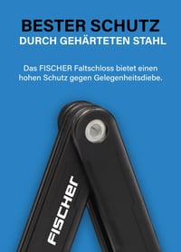 Antifurt pliabil pentru bicicletă Fischer PROTEC PLUS FK110 – oțel călit, 110 cm, cu suport și 3 chei 4