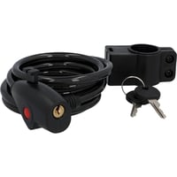 Špirálový zámok na bicykel Fischer 180 cm, priemer 8 mm, s dvoma kľúčmi a držiakom na rám, čierny 2