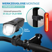 Sada cyklistických svetiel Fischer Stop 30/15 Lux s brzdovým svetlom, predné a zadné svetlo, nabíjanie cez USB, 2 svetelné funkcie, krytie IP44, schválené podľa StVZO 7