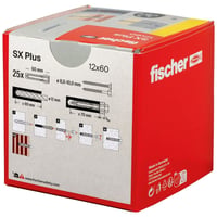 Diblu cu expansiune fischer SX Plus 12 x 60 mm – 25 bucăți, diblu din nailon pentru beton, cărămidă, beton celular și zidărie cu goluri 3