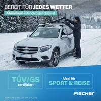 Fischer Topline L hliníkový strešný nosič, 120 cm, nosnosť 90 kg, strieborný, uzamykateľný, certifikát TÜV/GS 7