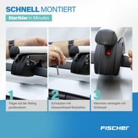 Fischer Topline L hliníkový strešný nosič, 120 cm, nosnosť 90 kg, strieborný, uzamykateľný, certifikát TÜV/GS 4