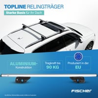 Fischer Topline L hliníkový strešný nosič, 120 cm, nosnosť 90 kg, strieborný, uzamykateľný, certifikát TÜV/GS 2