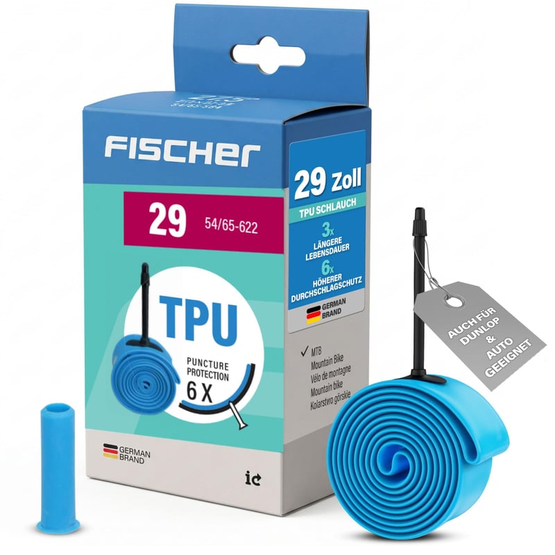 Fischer TPU duša na horský bicykel MTB 29" 54-65-622 (29 x 2.10-2.60), 6x ochrana proti defektu, adaptér na ventil