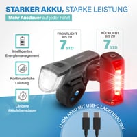 Sada LED svetiel na bicykel Fischer Twin – 360° osvetlenie priestoru, 30 luxov, nabíjateľná batéria cez USB-C, predné a zadné svetlo, montáž bez použitia náradia 6