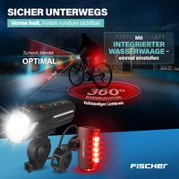 Fischer Twin Stop 100 Lux LED nabíjacie svetlá na bicykel so senzorom, hliníkové telo, čierne, 1 ks 2
