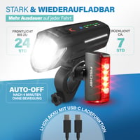 Fischer Twin Stop 100 Lux LED nabíjacie svetlá na bicykel so senzorom, hliníkové telo, čierne, 1 ks 5