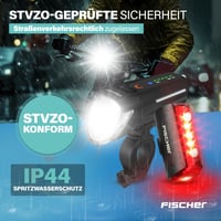 Fischer Twin Stop 100 Lux LED nabíjacie svetlá na bicykel so senzorom, hliníkové telo, čierne, 1 ks 7