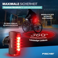Fischer Twin Stop LED kerékpár hátsó lámpa, USB-C tölthető, 360° talajvilágítás - fekete 2