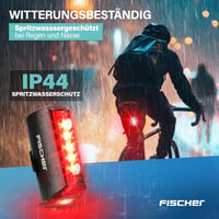 Fischer Twin Stop LED kerékpár hátsó lámpa, USB-C tölthető, 360° talajvilágítás - fekete 7
