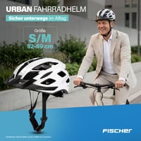 Cyklistická prilba Fischer Urban Lano pre dospelých, biela, veľkosť S/M (52-59 cm), s osvetleným systémom vnútorného krúžku, mestská cyklistická prilba 2