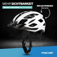 Cyklistická prilba Fischer Urban Lano pre dospelých, biela, obvod hlavy L/XL 58-61 cm, s osvetleným vnútorným prstencovým systémom, pre mestských cyklistov 4