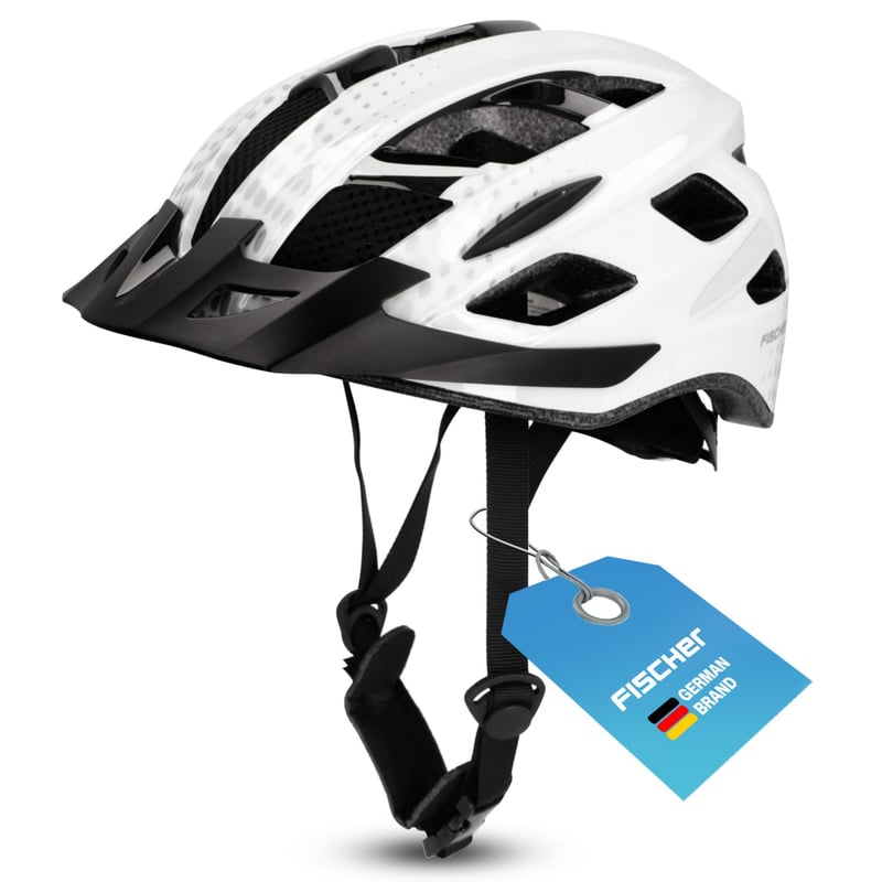 Cyklistická prilba Fischer Urban Lano pre dospelých, biela, obvod hlavy L/XL 58-61 cm, s osvetleným vnútorným prstencovým systémom, pre mestských cyklistov