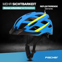 Cyklistická prilba Fischer Urban Montis so šiltom a osvetleným vnútorným krúžkom, veľkosť S/M (52-59 cm), modro-žltá, prilba pre dospelých s EPS vnútornou škrupinou 3