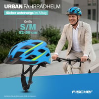 Cyklistická prilba Fischer Urban Montis so šiltom a osvetleným vnútorným krúžkom, veľkosť S/M (52-59 cm), modro-žltá, prilba pre dospelých s EPS vnútornou škrupinou 2