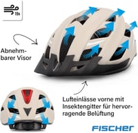 Cyklistická prilba Fischer Urban Plus Dallas so zadným LED svetlom – béžová – L/XL (58 – 61 cm) 6