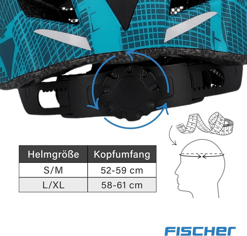 Fischer Urban Plus kerékpáros sisak LED hátsó lámpával női és férfi - S/M, 52-59 cm, Blue Patterned