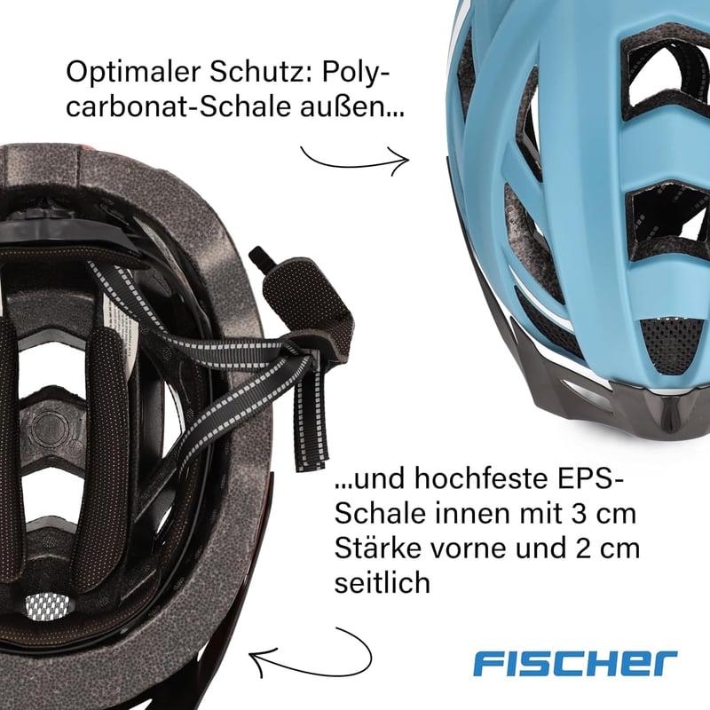 Fischer Urban Plus Kerékpáros Sisak LED Hátsó Lámpával Női és Férfi - S/M, 52-59 cm, blue